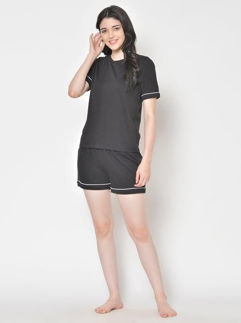 cation black t-shirt with shorts