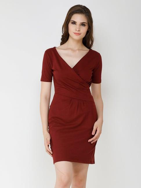 cation maroon wrap dress