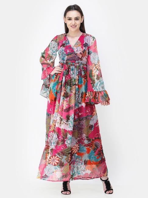 cation pink floral print maxi dress