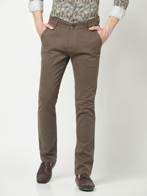 crimsoune club brown regular fit flat front trousers