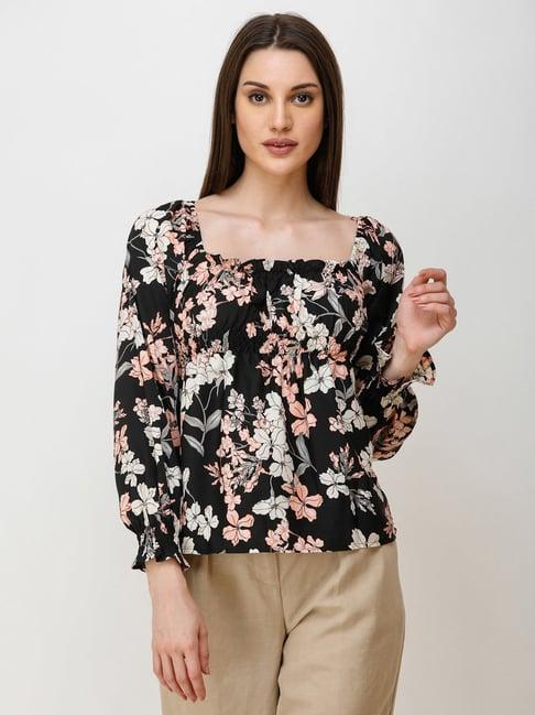 cation black floral print top