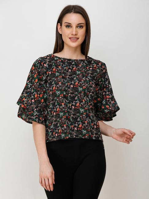 cation black floral print top