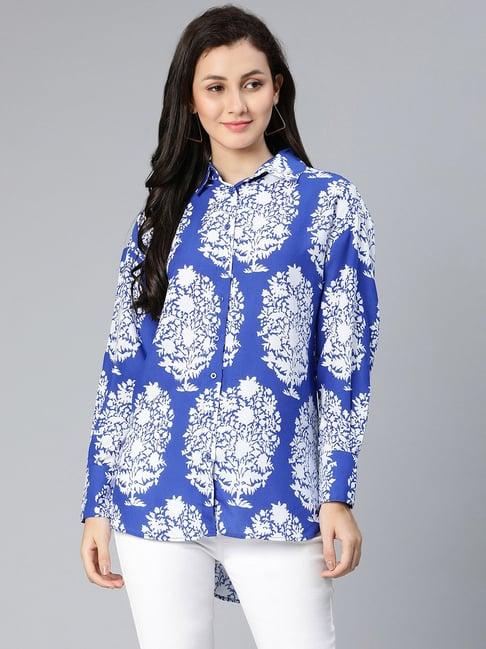 oxolloxo blue viscose printed shirt