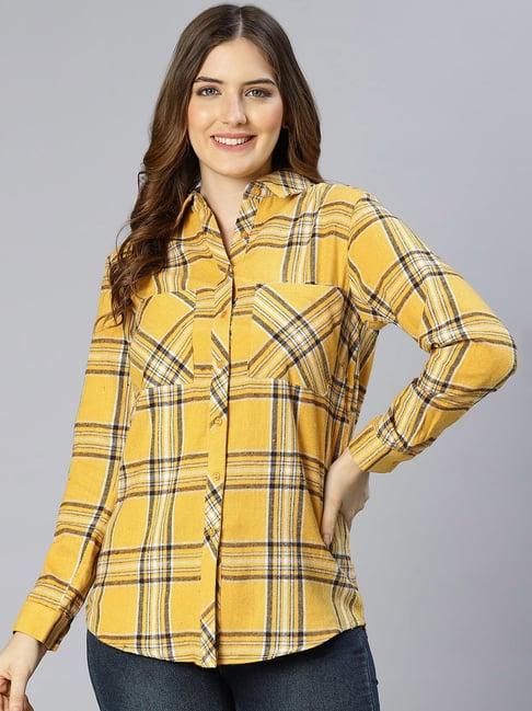 oxolloxo yellow cotton checks shirt