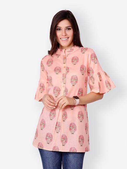 cation peach floral print tunic