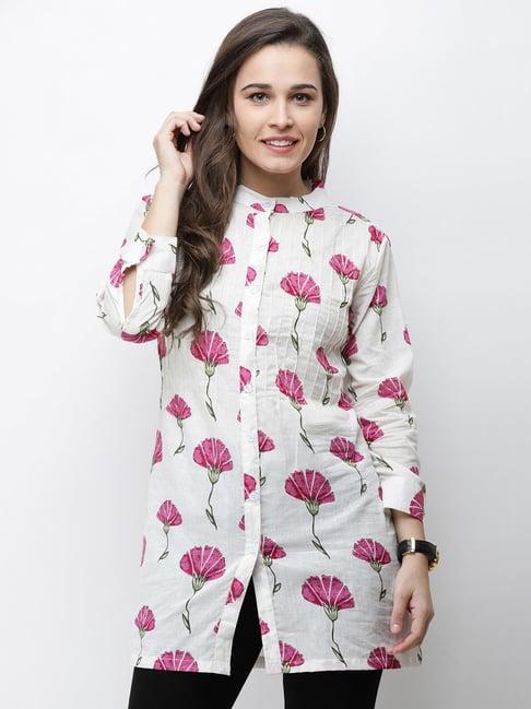 cation white floral print tunic