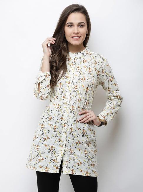 cation white floral print tunic