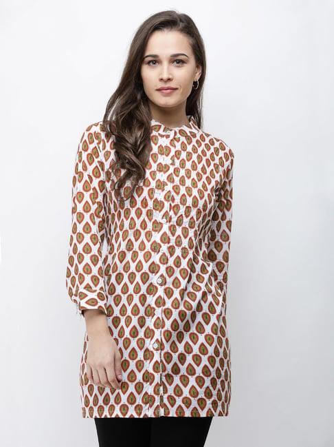 cation white printed tunic