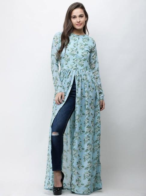 cation blue floral print tunic