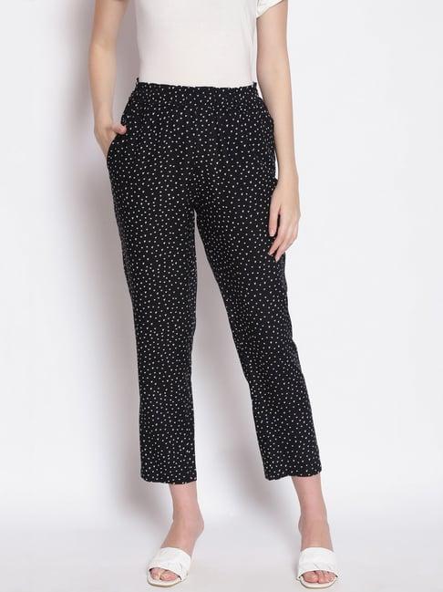 oxolloxo black viscose printed high rise pants