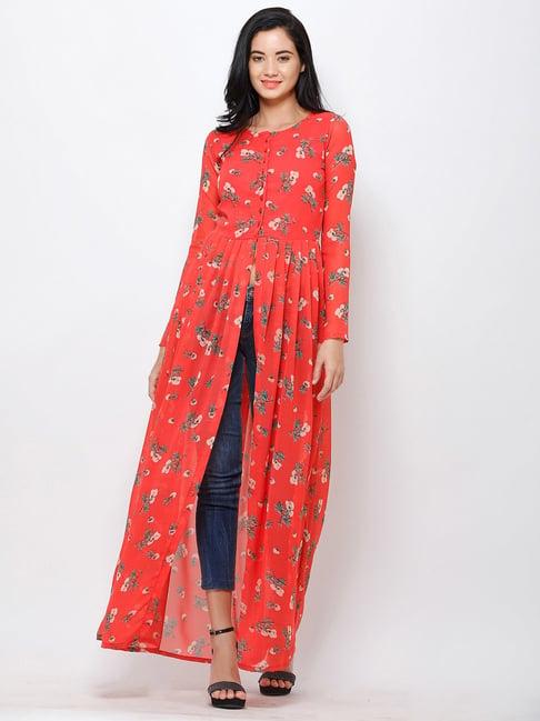 cation orange floral print tunic