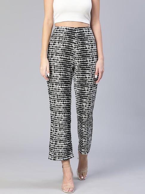 oxolloxo black & white printed mid rise pants