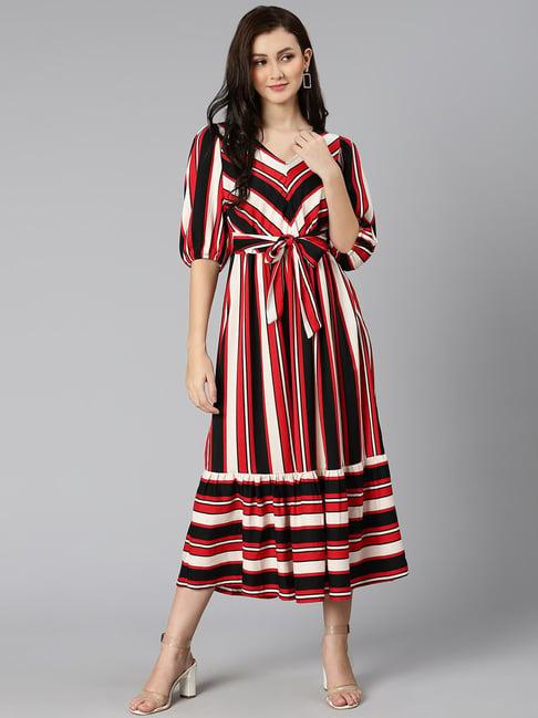 oxolloxo multicolor striped wrap dress