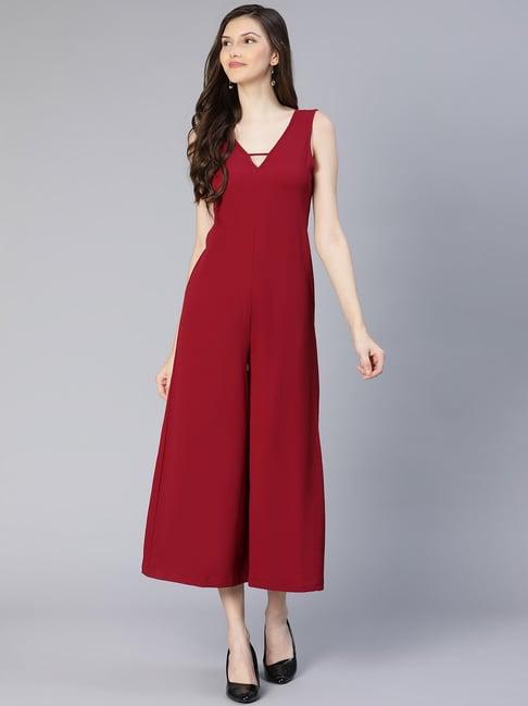 oxolloxo maroon midi jumpsuit