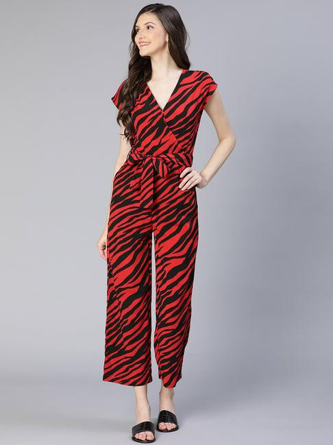 oxolloxo red & black printed jumpsuit