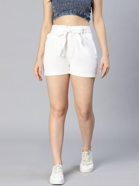 oxolloxo white cotton regular fit shorts