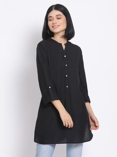 oxolloxo black viscose regular fit tunic