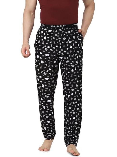 jack & jones black regular fit printed pyjamas