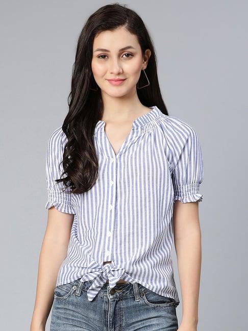 oxolloxo blue & white cotton striped top