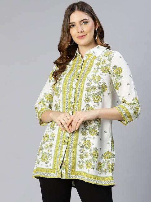 oxolloxo white & yellow floral print tunic