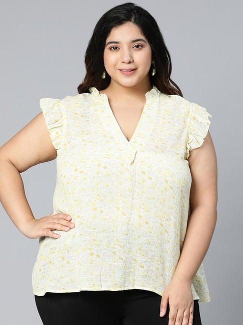 oxolloxo light yellow cotton floral print top