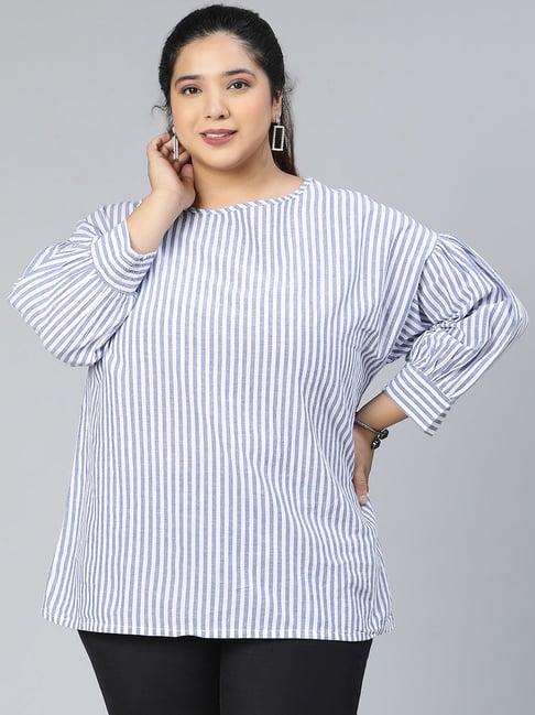 oxolloxo blue & white cotton striped top