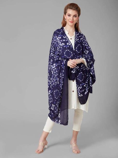 style quotient purple & white rayon printed shawl