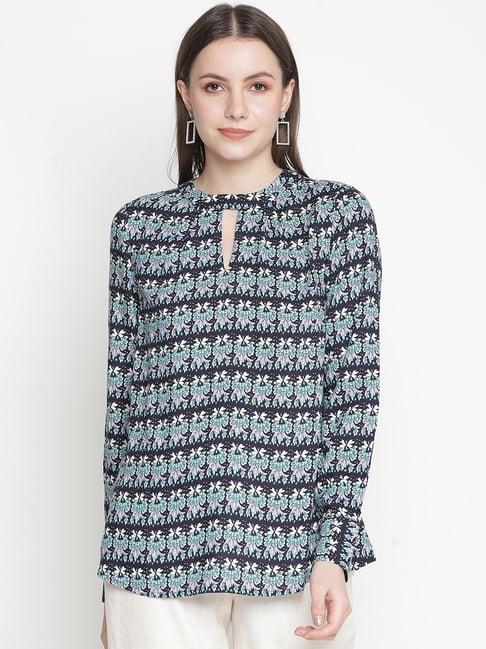 oxolloxo blue viscose printed top