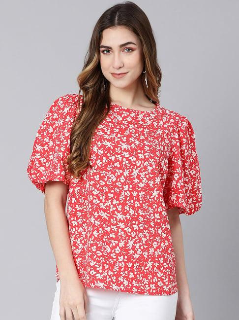 oxolloxo red & white floral print top