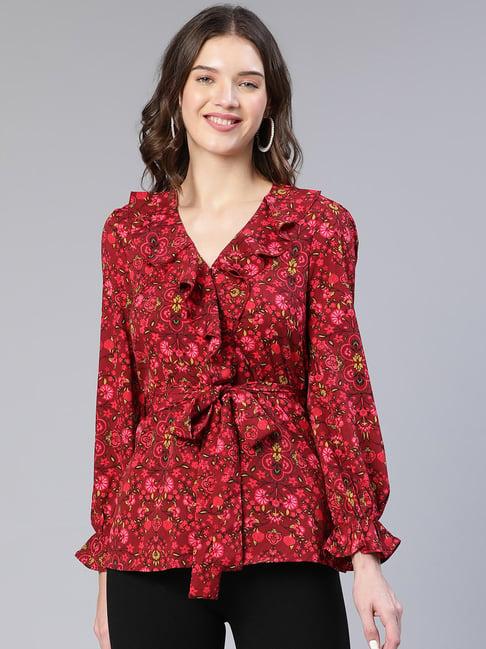 oxolloxo maroon floral print top