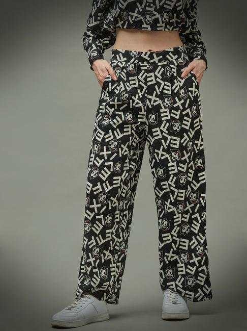 only black printed pants