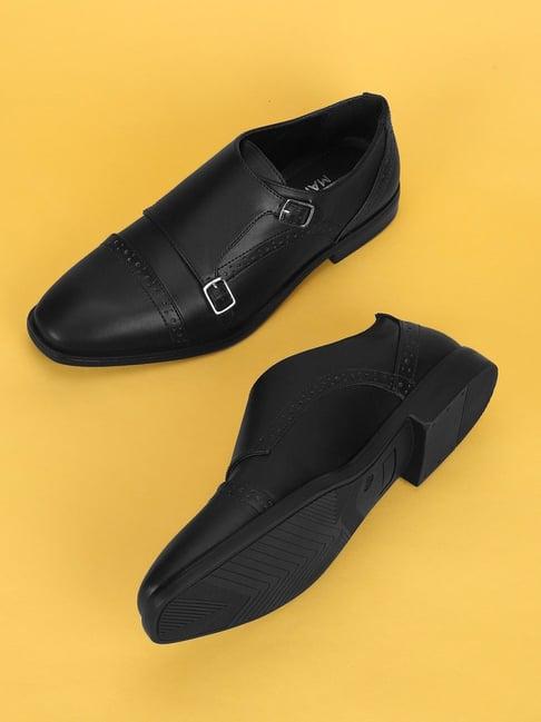 truffle collection men's black monk shoes