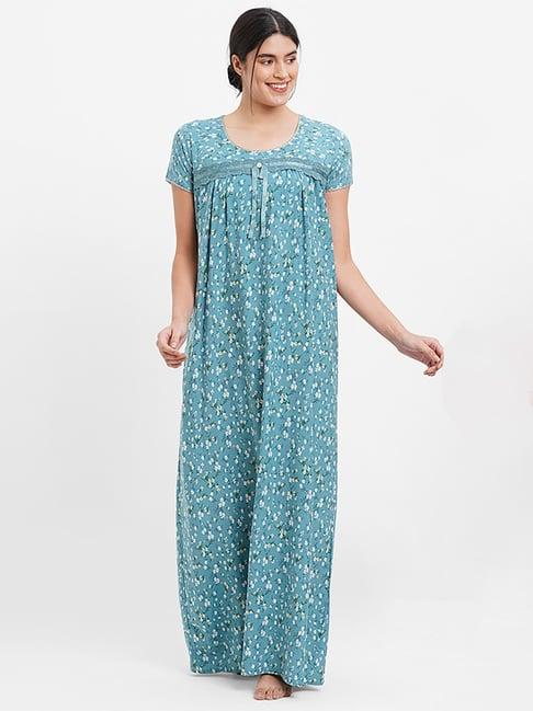 sweet dreams blue floral print nighty