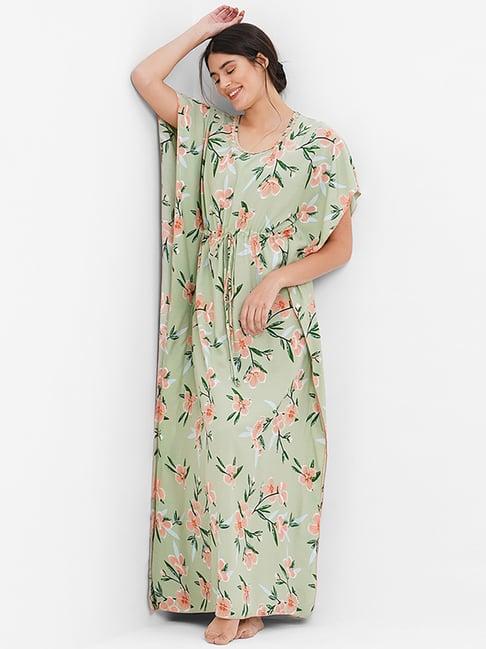 sweet dreams green floral print nighty