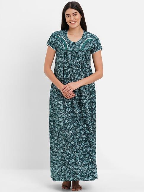 sweet dreams green floral print nighty