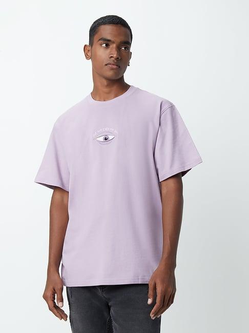 nuon by westside lilac printed relaxed-fit t-shirt