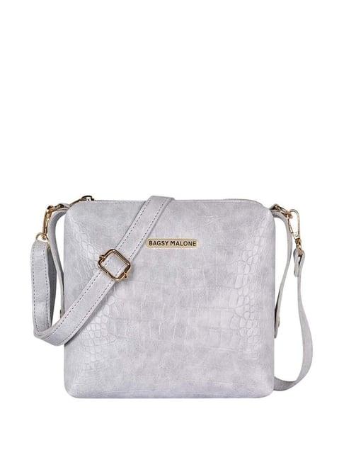 bagsy malone grey textured small sling handbag