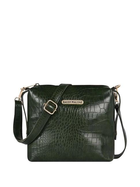 bagsy malone green textured small sling handbag