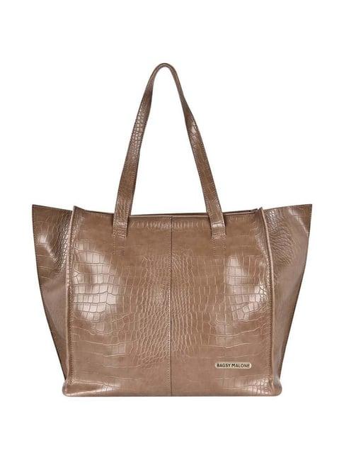 bagsy malone brown textured large tote handbag