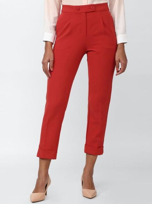 van heusen red mid rise trousers