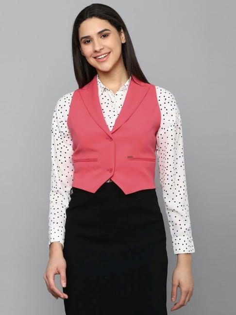 allen solly pink regular fit waistcoat