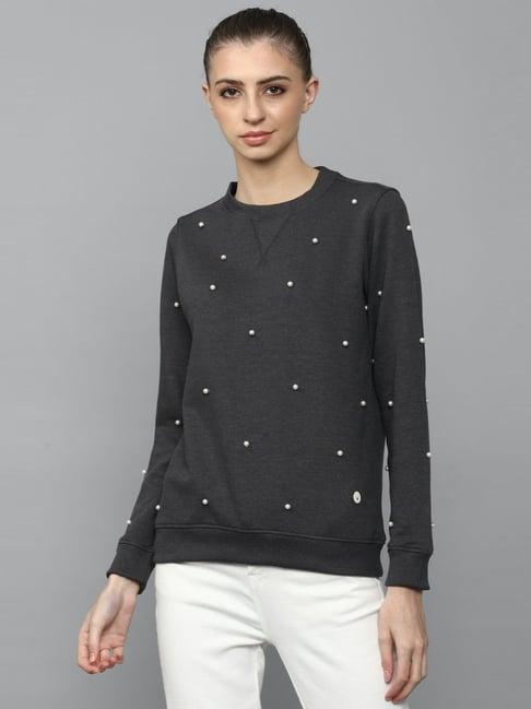 allen solly grey cotton embellished sweatshirt