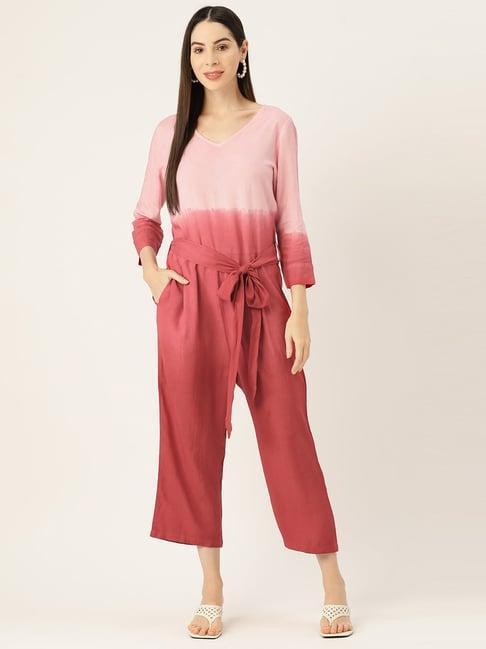 maaesa maroon tie & dye jumpsuit