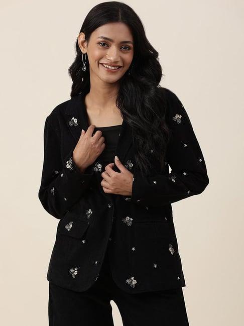 fabindia black embroidered jacket