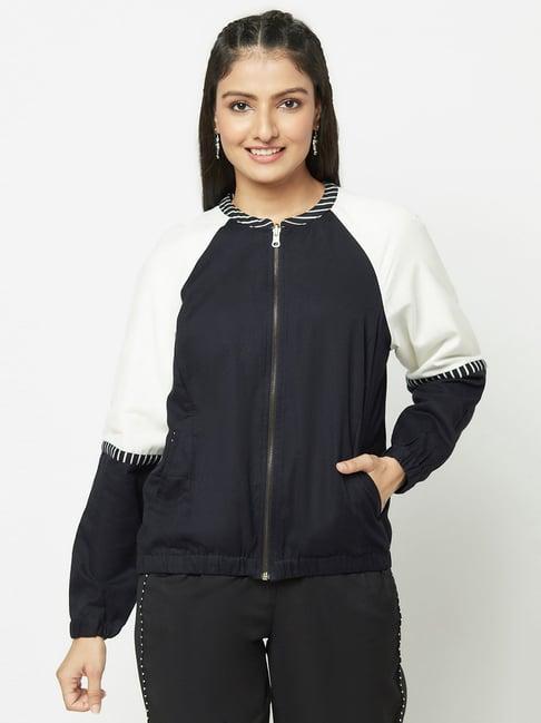 fabindia black cotton color-block jacket