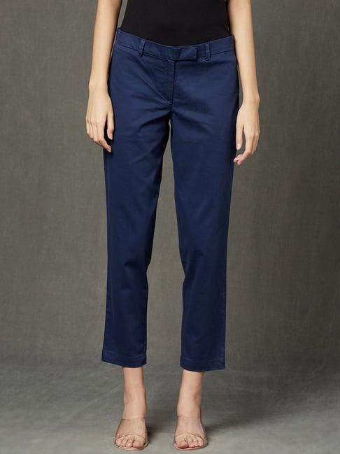 fabindia blue mid rise pants