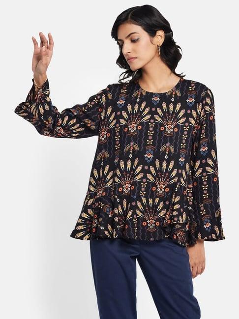 fabindia black printed tunic