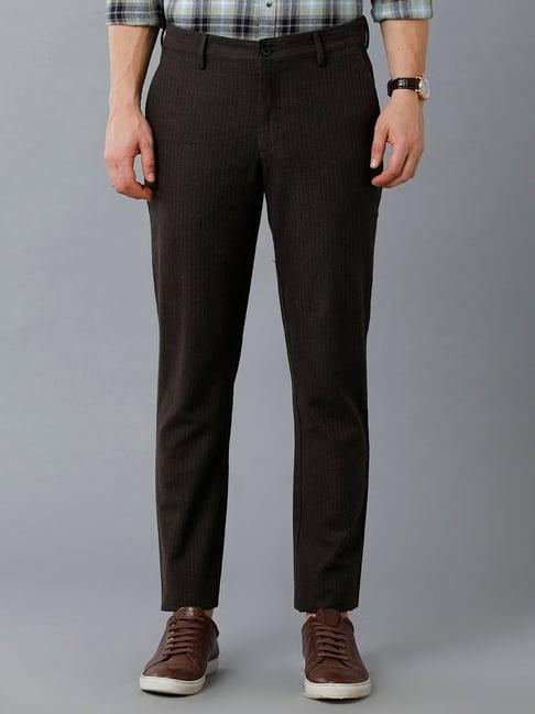 cavallo by linen club brown contemporary fit flat front trousers