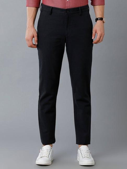 cavallo by linen club navy slim fit flat front trousers