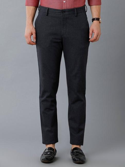 cavallo by linen club black contemporary fit flat front trousers